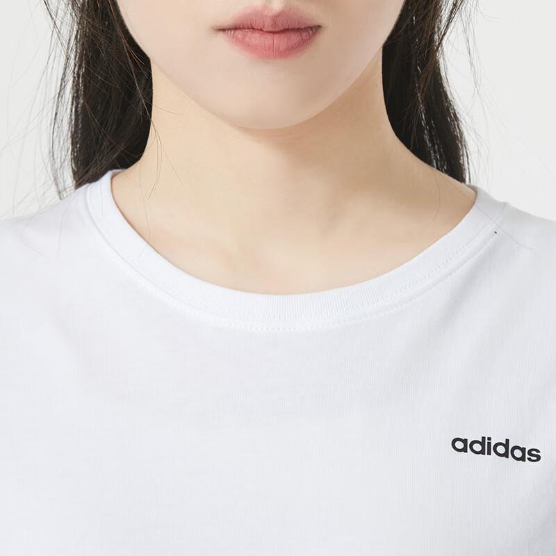Adidas Solid Color Letter Logo Running Sports Training Fitness Crew Neck Short Sleeve T-Shirt Women Tops White JE3570