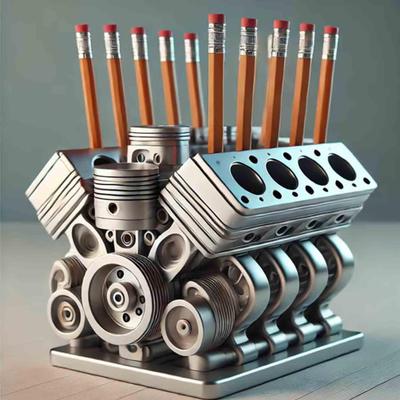 Držák na pero do auta V8 Pryskyřice Auto Engine Papírnictví Tužka Organizér Dekorace kontejneru Domácí kancelář Stolní ozdoba
