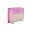 Gucci Gold hardware Double G logo zipper closure Canvas with leather trim Wallet Unisex couple style Lilac with yellow