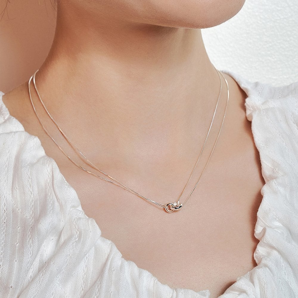 [Hei][Sv925]White O-Ring Layered Necklace