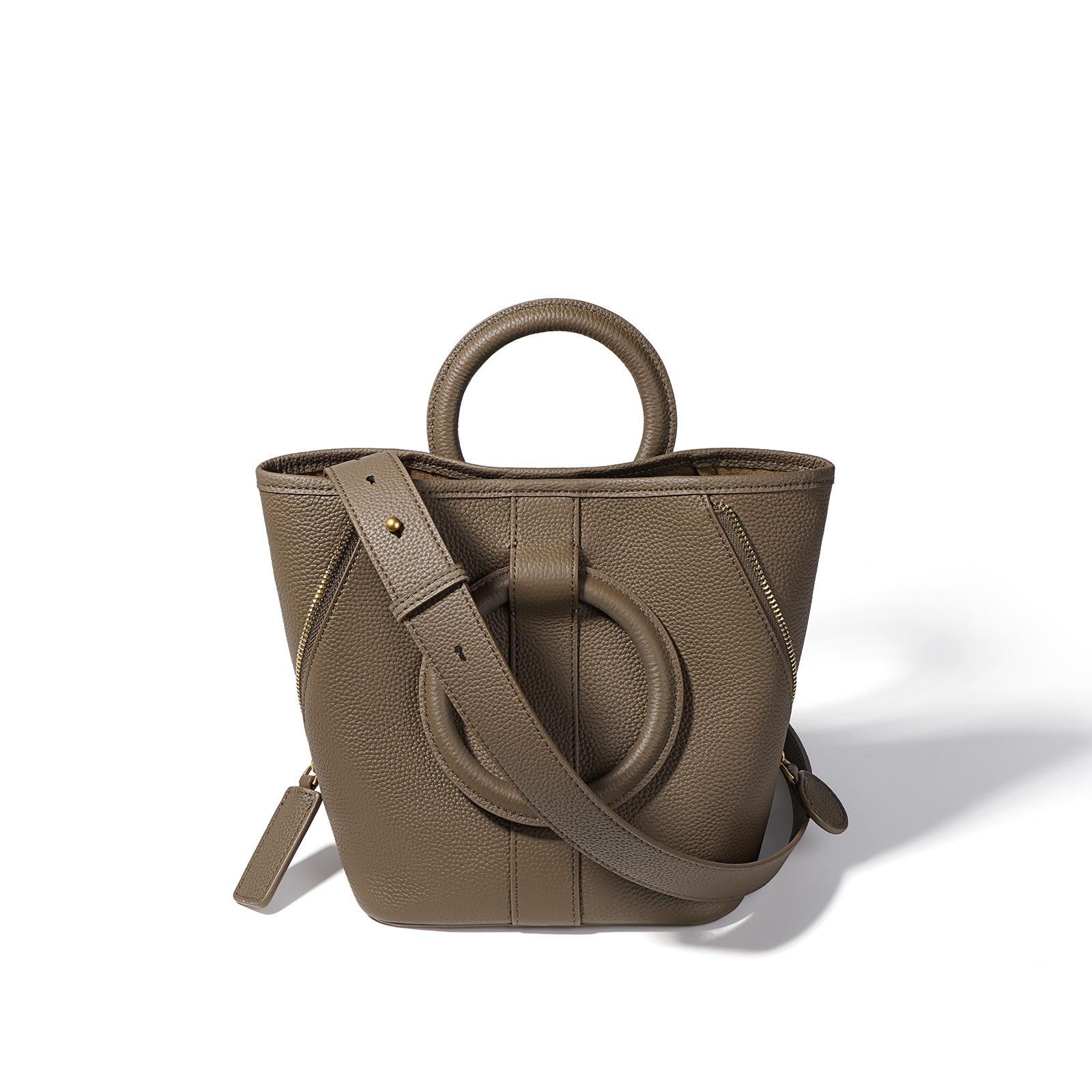 

Сумка-корзина из первого слоя коровьей кожи, нишевый дизайн, модная, для поездок на работу, кожаная женская сумка на плечо, кроссбоди, переносная сумка-ведро