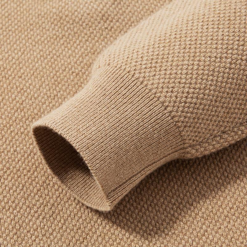 Men's Winter Half-Zip Pineapple Knit Wool Sweater