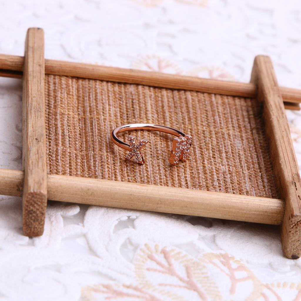 Open Ring Custom Letter Jewelry Iced Out Zircon Stone Geometric Letters Fashion Ring for Women Handmade Jewelry for Gifts