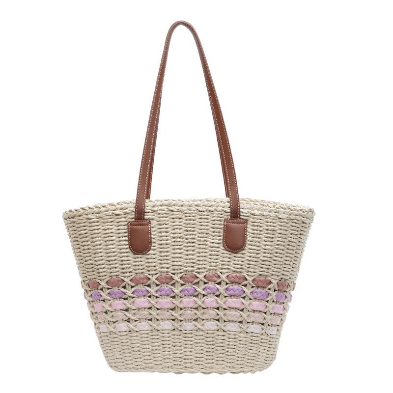 

Women s handbag vegetable basket straw beach bag 2025 spring new large-capacity tote bag travel leisure bag розовый