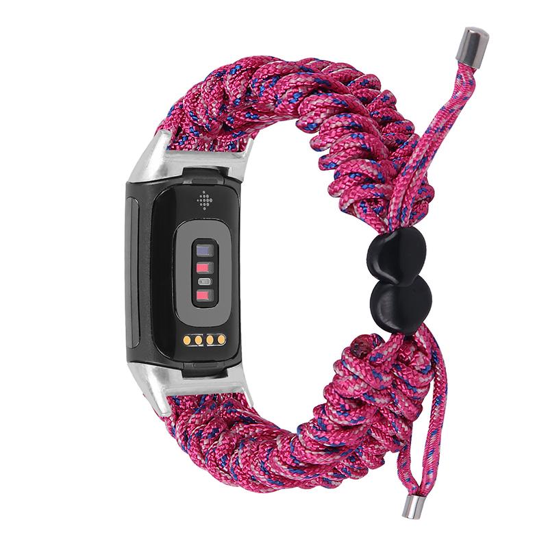 Stretchable Nylon Braided Rope Watch Strap Slide Beads Replacement Wrist Band for Fitbit Charge 6/5