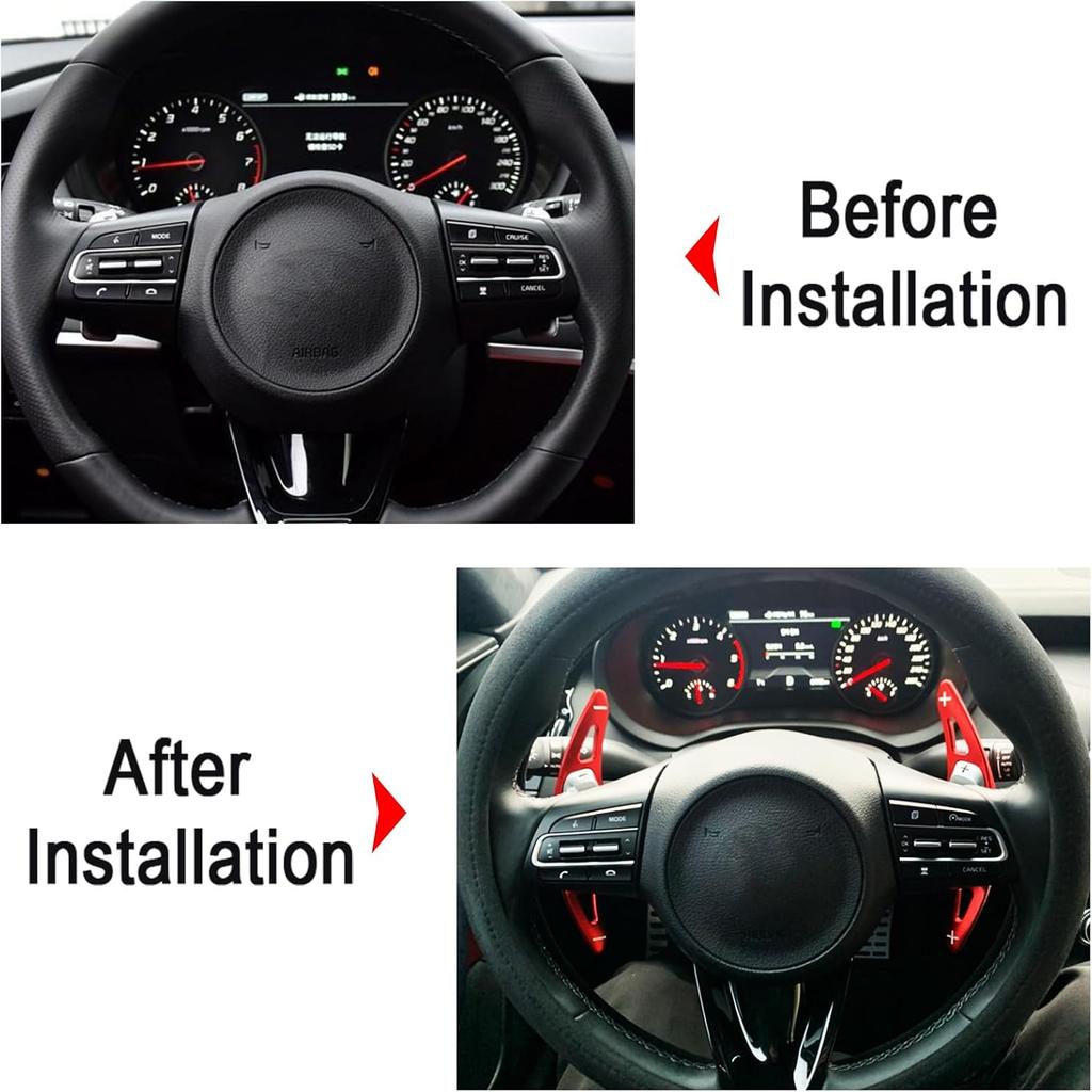 Aluminum Alloy Steering Wheel Paddle Extension Sticker Steering Wheel Shift Paddle For Kia Stinger 2018-2023, Kia Soul GT-Line Turbo 2020-2022(red)