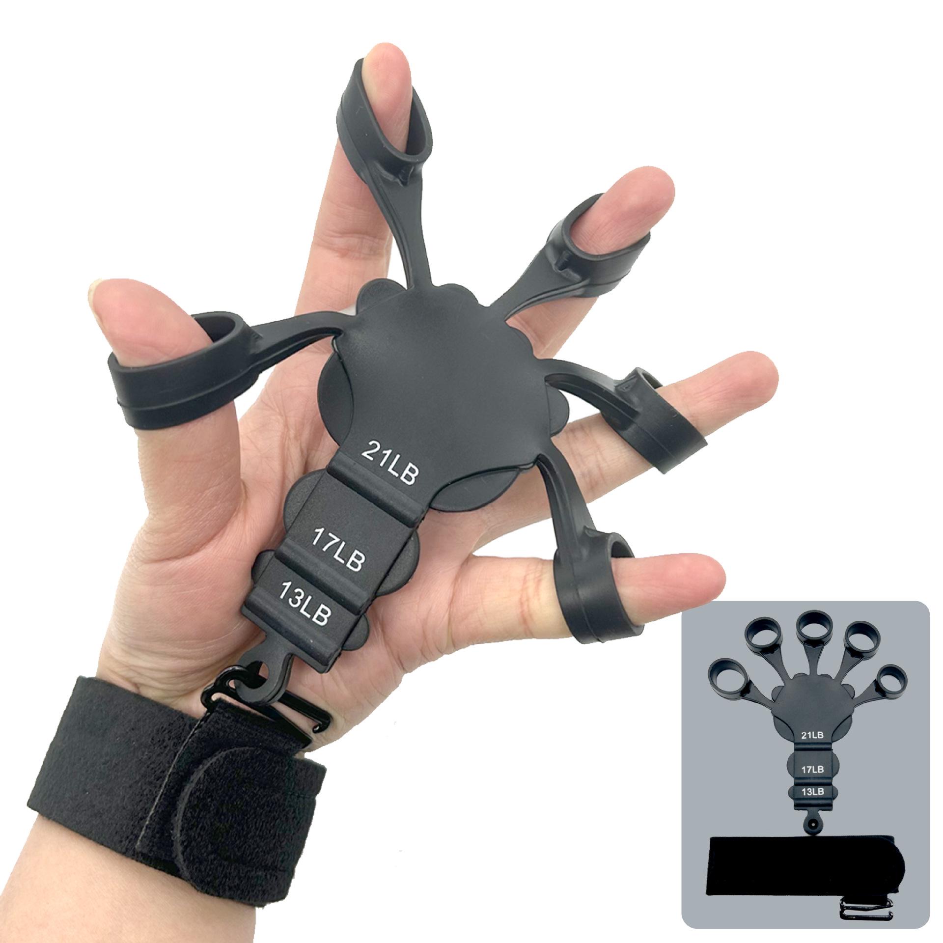 Five-Finger Adjustable Hand and Joint Strength Trainer for Fitness and Tremor Stability чёрный