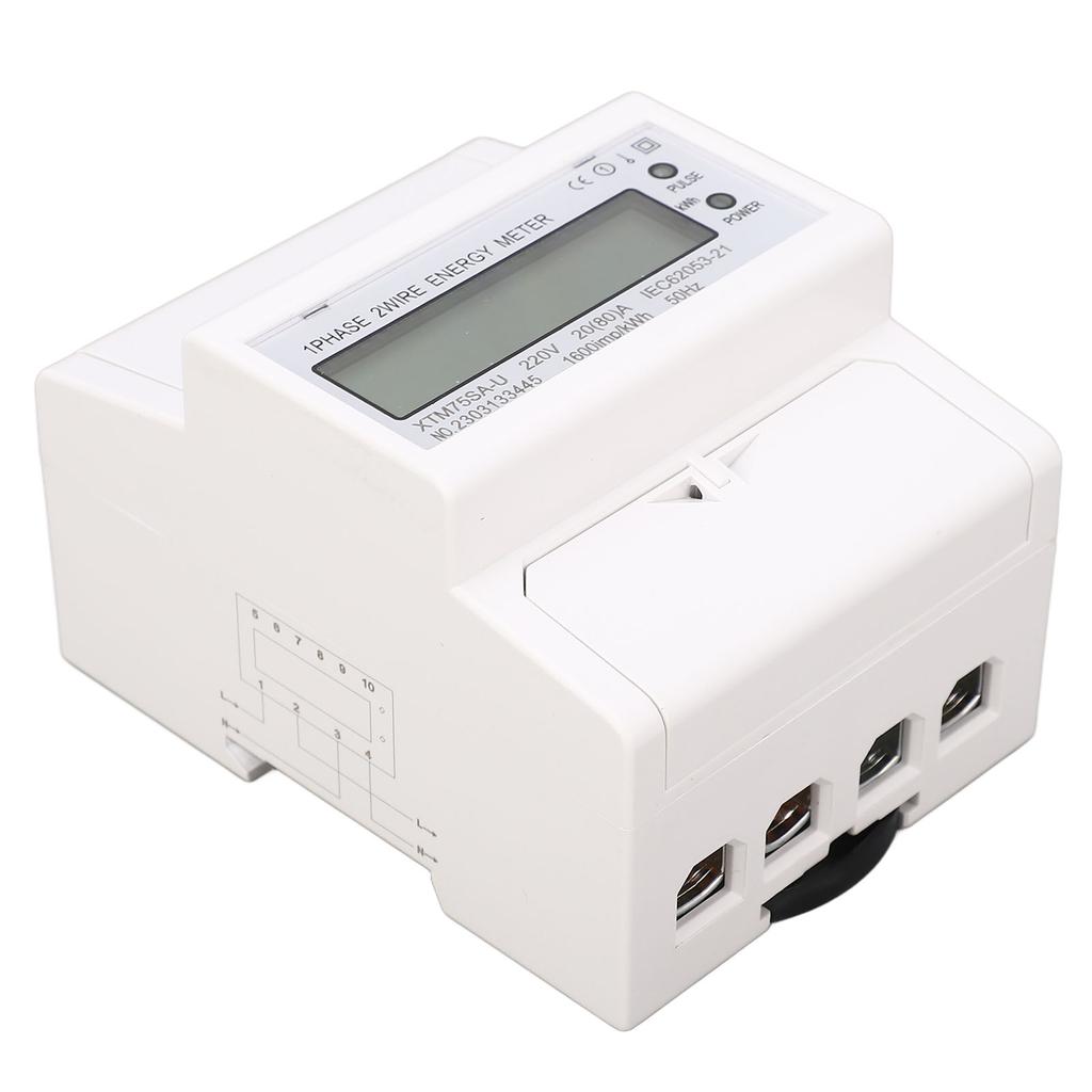Watt Meter Electricity Usage Monitor Current Voltage Tester 1 Phase 4P LCD Display DIN Rail Mount