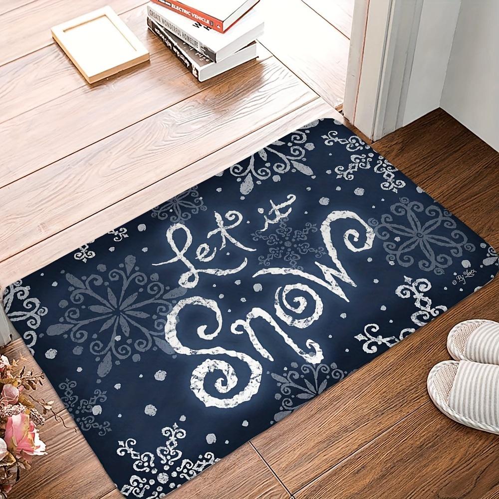 -1pc Merry Christmas Doormat, Snow Pattern Polyester Washable Indoor And Outdoor Door Rug,Suitable for Entrance Room Entrance