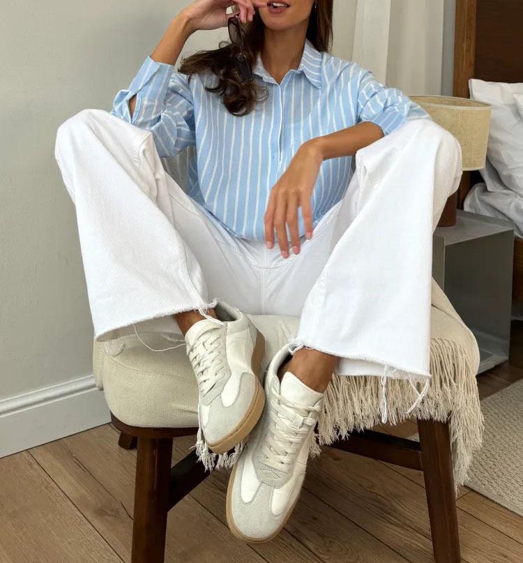 2025 Autumn/Winter Women's Long-Sleeved Striped Cardigan Shirt Jacket