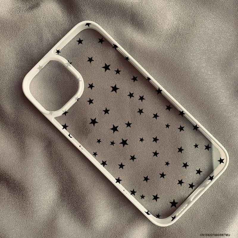 Cute Creative Colorful Star Phone Case For iPhone 16 14 Pro Max 15 13 12Mini 11 XR XS X 7Plus Y2K Simple Luck Clear Hard Cover