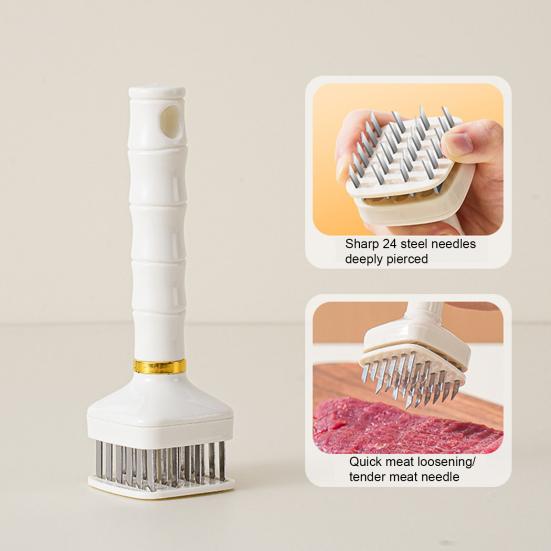 Stainless Steel Meat Tenderizer Hammer Automatic Rebound Meat Tenderizer Tool for Kitchen Family Restaurant Bakery Marinade Absorption Enhancer