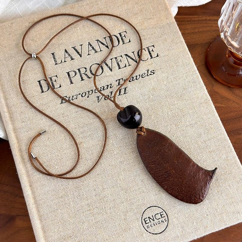 Trendy Boho Hol Hout Dikke Geometrie Bamboe Gewricht Hanger Lang Verstelbaar Koord Trui Ketting Ketting Voor Vrouwen Bedels Sieraden