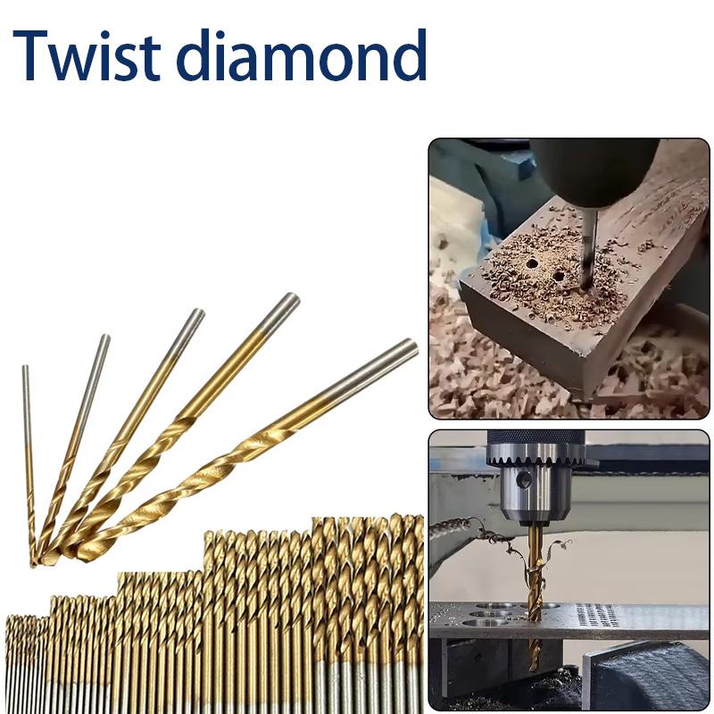 99 Pieces Titanium Twist Drill Bit Set High Speed Steel Durable for Wood Cast Iron Metal Drilling Anti Rust