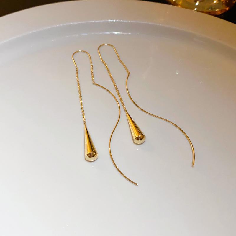 Water drop long fringed earrings, earrings, simple niche earrings.