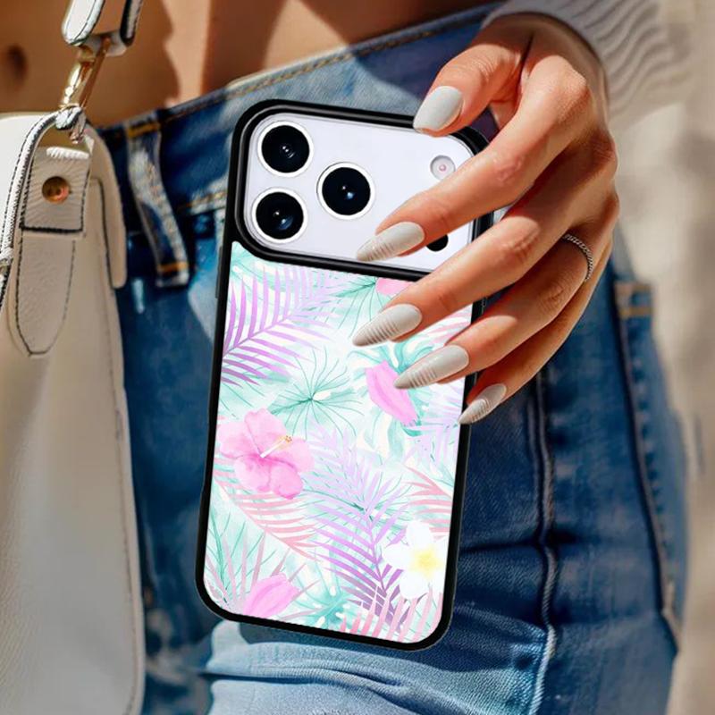 Watercolor Palm Leaves PINEAPPLE Phone Case For iPhone 17 Air 14 15 13 12 Max Cover For Apple 16e 11 Pro Max Plus Coque