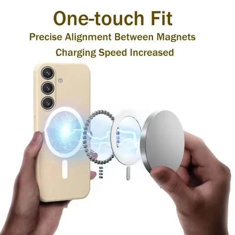 Wrist Strap Magsafe Liquid Silicone Case For Samsung Galaxy S25 Edge S24 Ultra S23 FE S22 S21 Magnetic Wireless Charging Cover