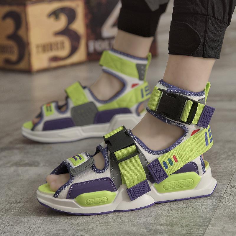 Novos Sapatos Masculinos Moda Cano Alto Lona Sandálias de Verão, Sandálias Tênis n