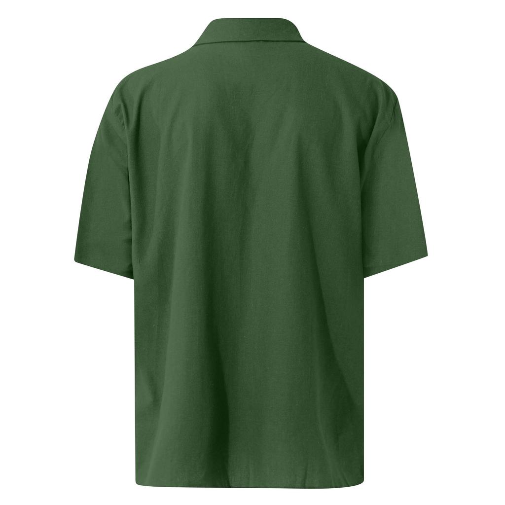 Men's Vintage Button Down Bowling Shirts Short Sleeve Summer Beach Shirt