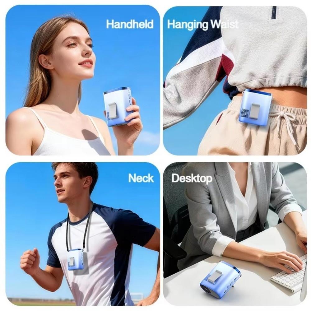 USB Rechargeable Cooling Fan Strong Airflow Mini Electric Fan Hanging Neck Fan  Outdoor Activities