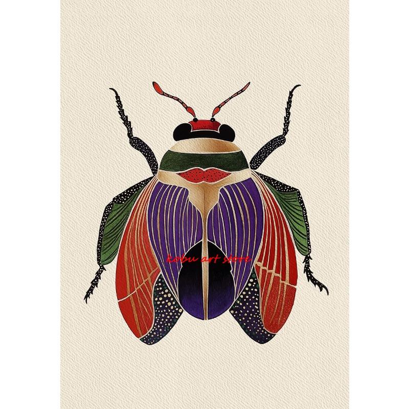

Акварельный плакат с жуком, бабочкой, мотыльком, цветная картина на холсте с насекомым, настенное искусство, картина для комнаты, домашний декор, подарок энтомологу 21cm×30cm NoFrame