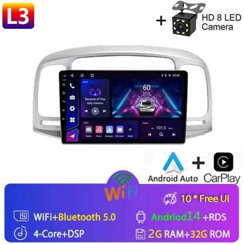 8G 128G Car Radio Android Auto Carplay For Hyundai Accent 2008 -2011Multimedia Qled Screen Stereo Autoradio GPS Navigation Wifi