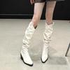 Fashion High Boots for Women Suede Pointed Toe Designer Shoes Mid Heels Fashion Pumps 2025 Winter New Chelsea Boots Femme Zapatillas