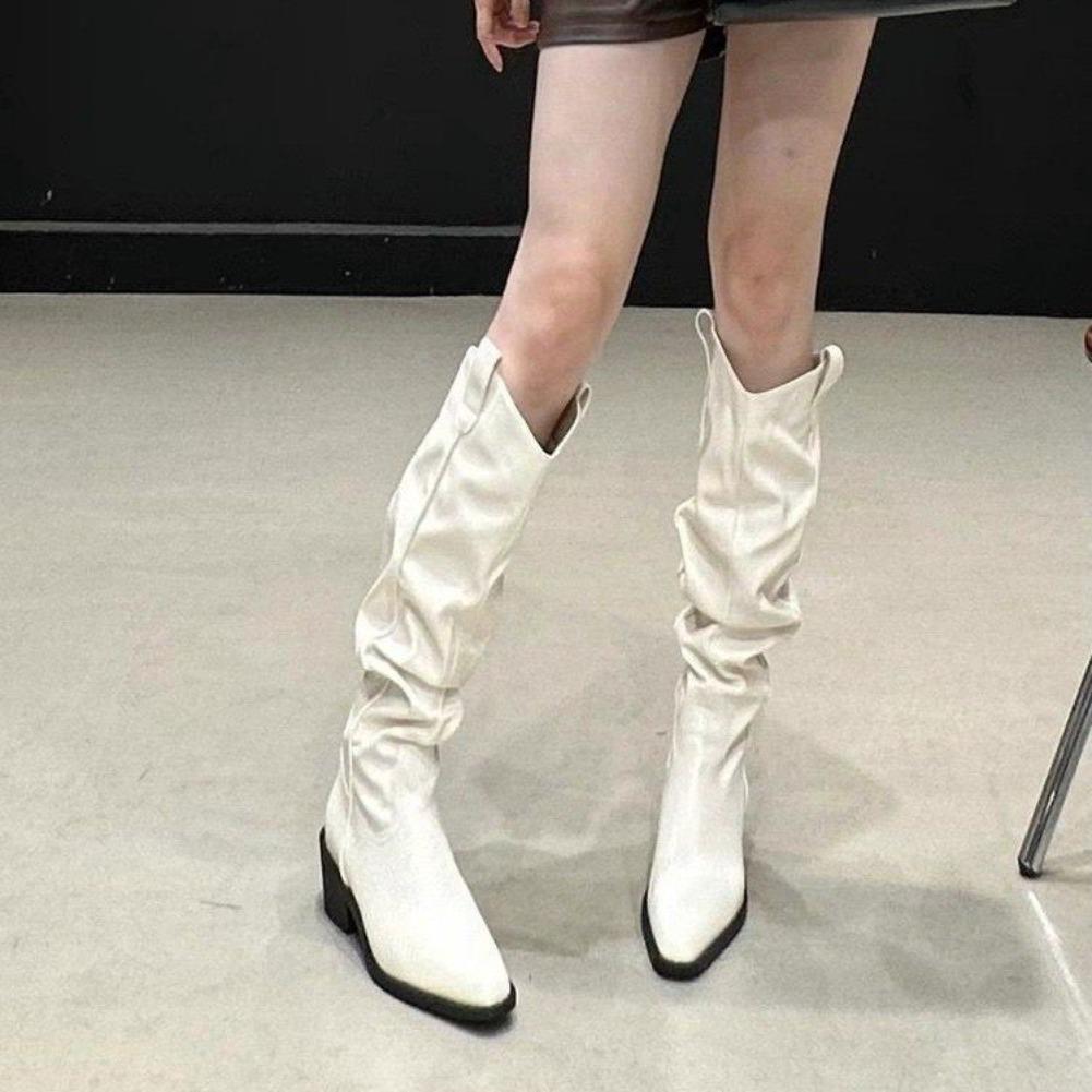 Fashion High Boots for Women Suede Pointed Toe Designer Shoes Mid Heels Fashion Pumps 2025 Winter New Chelsea Boots Femme Zapatillas