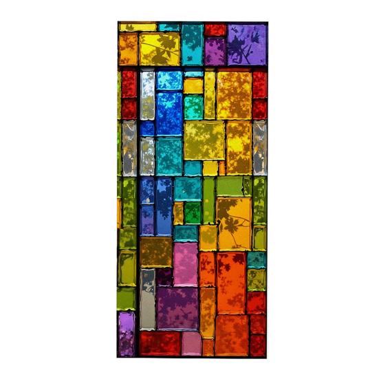 Static Cling Window Film Full Blackout Colorful Geometric Privacy UV A
