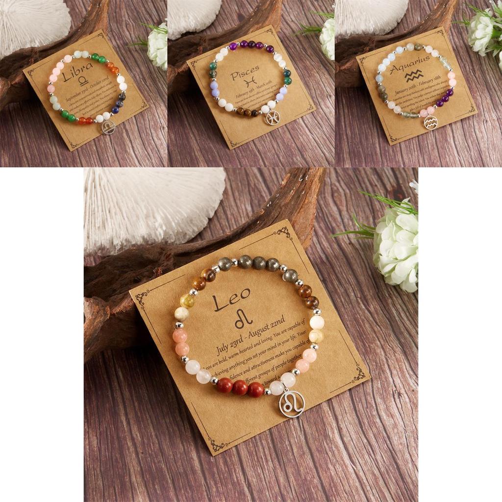 Twelve Constellation Beaded Bracelet With Natural Stones For Women Gift Ideas