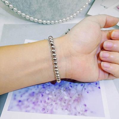 Simple Golden Beads Bracelet Men Women Elastic Beads Bangle Party Jewelry