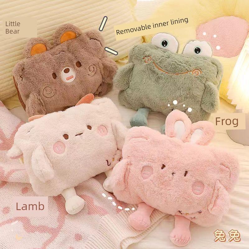Rechargeable Hot Water Bottle, Explosion-Proof, Plush, Cute Hand Warmer, Winter Warming Blanket, Foot Warmer, Can Be Inserted into the Bed