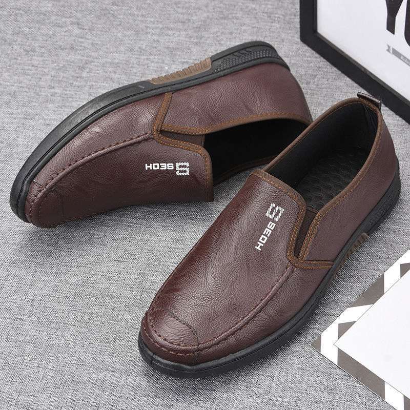 Spring and summer men's casual leather shoes waterproof and oil-proof chef shoes soft-soled non-slip work shoes hotel work leather shoes men