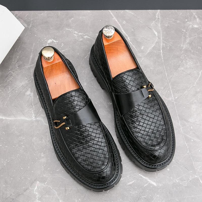 

Leather shoes men s new men s low-top business fashion British style one-pedal platform casual leather shoes men 38