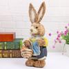 Cute Easter Simulation Straw Bunny Handmade Straw Easter Rabbit Statue Desktop Ornaments Home Decorative Bunny Figurine Kid Gift