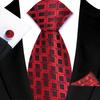 Red Striped Paisley Solid Floral Wedding 8CM Tie For Men Design Mens Necktie Hanky Cufflink Set For Daily Wear Business Party