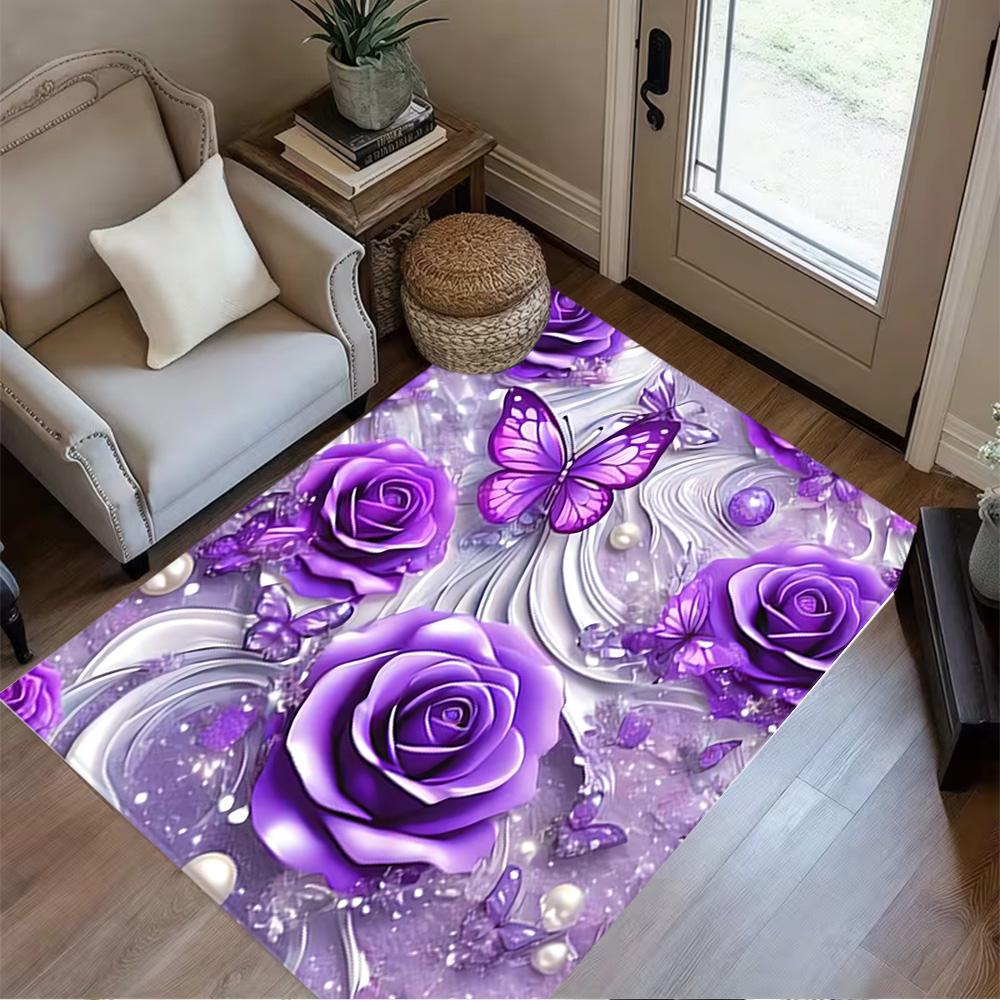1pc Home Carpet Butterfly Design Non Slip Office Decor Gift Living Room Bedroom