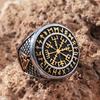 Viking Compass Ring For Men Norse Rune Stainless Steel Biker Jewelry Punk Fashion Gift Ring Size 7-13