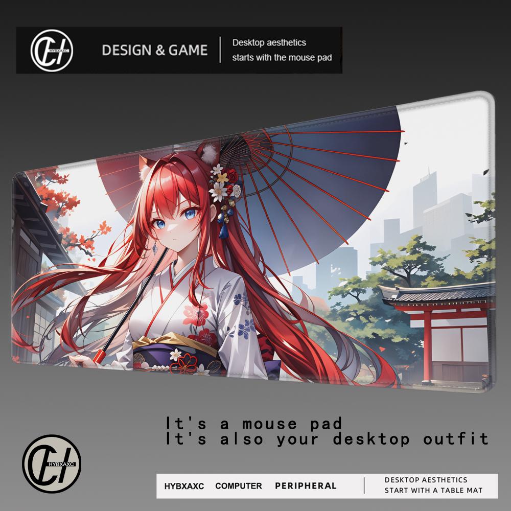 HYBXAXC Kawaii Anime Girl HD Desk Mat Xcm Gamer Mouse Pad Japanese Oni Mask Suture Edge Mice Mat Company Table Pad For Gift