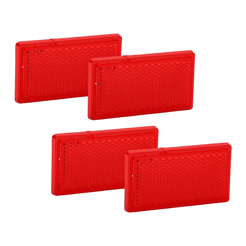 4pcs Rectangle Reflectors Red High Visibility 65x35mm Self Adhesive Safety Reflectors for Cars Trucks RVs Boats
