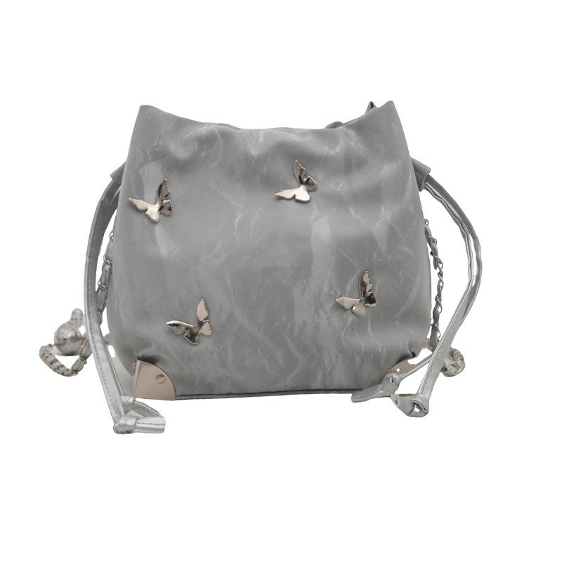 High Value Butterfly Decoration Shoulder Messenger Bag Summer Niche Design Chain Model Pumping Belt Bucket Bag