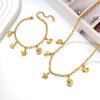 Gold-Plated Titanium Ocean-Inspired Necklace & Bracelet Set with Starfish and Fish Pendants - Versatile Women's Jewelry