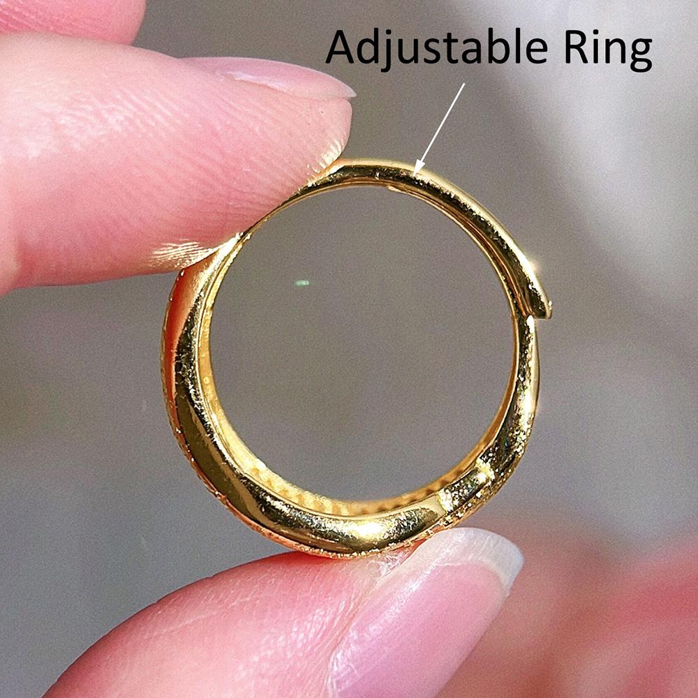 CMM Shiny 14k Gold Color Party Wedding Jewellery Gift Finger Rings Paved Cubic Zirconia Adjustable Ring