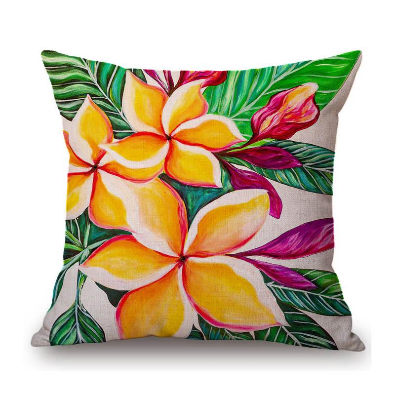Piante Tropicali Foglie Foglie di Palma Pittura ad Olio Decorazione per la Casa Arte Cuscino da Divano Federa Cotone Lino Floreale Copricuscino
