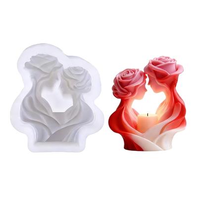 Rilasci Facili Stampo Flessibile in Silicone Coppia di Rose per Candele Profumate Sapone Artigianato Multiuso per Alimenti