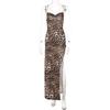 Transition Sexy Leopard Print Print Chain Sling Backless High Slit Sleeveless Dress High Waist Street Vacation Skirts