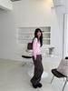 Korean Style 2026 Spring/Autumn Lace Trim Sheer Long Sleeve Women's Top