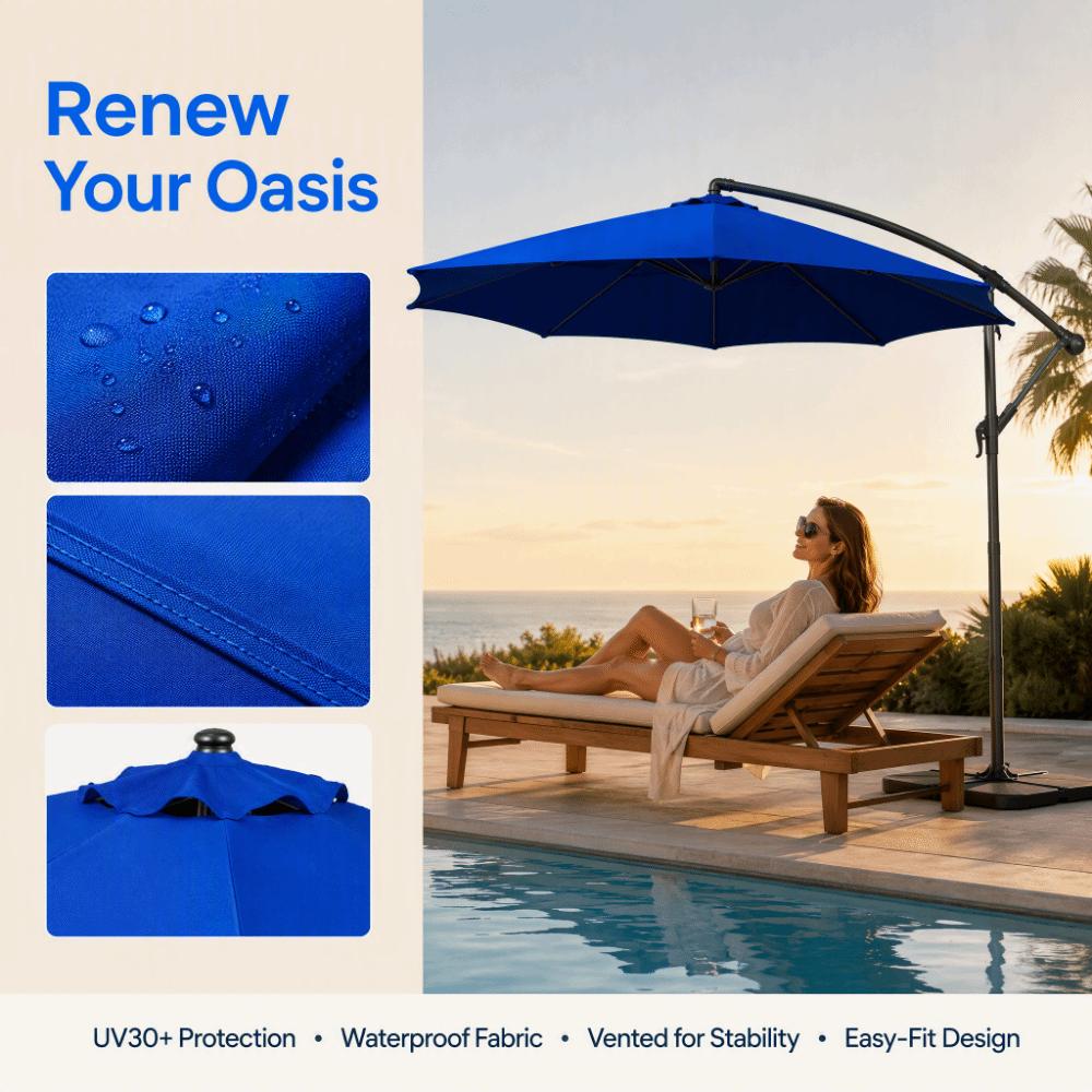 Sunproof Patio Umbrella Replacement Canopy Waterproof Sunshade Canopy Top Backyard