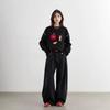 CHIC Retroism Apple Embroidery Loose Round Neck Sweater - Warm, Comfortable Autumn/Winter Top