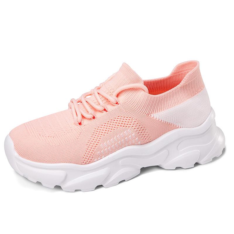 2025 new fly-woven socks super breathable lace-up large size women's shoes one pedal 36-45 sports and leisure shoes